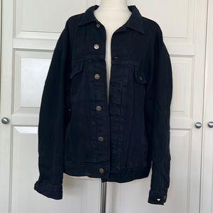 Vintage Guess black oversized denim jean jacket with brass buttons